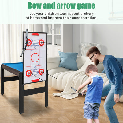 Segmart 16-in-1 Multi Combo Game Tables, Kids Compact Combination Game Tables w/Foosball, Air Hockey, Pool Table, Ping Pong, Basketball, Bow and Arrow Set for Home, Game Room, Family, Brown