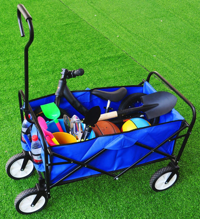 Grocery Wagon with Wheels Collapsible Cart, SEGMART Wagon for Groceries Foldable Wagon, Folding Wagons and Carts with Cup Holder & Adjustable Handle, Beach Wagon for Sand Park Camping, Red, H856