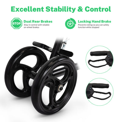 Segmart Knee Scooter for Broken Foot for Adults, Foldable Knee Walker with Basket Dual Braking System for Ankle and Foot Injured, Best Crutches Alternative, 330 lbs, Black