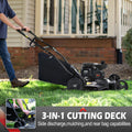 Outdoor Lawn Mower, Foldable Gas Lawn Mower with 5 Adjustable Heights, 209CC 4 Wheels Engine Lawn Mower with Bag, 3-in-1 Walk-Behind Lawn Mowers, 21Inch Cutting Deck, Motor Oil Included, Black
