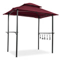 Outdoor Party Gazebo, 5x8FT BBQ Grill Gazebo Canopy for Outside, Waterproof Patio Gazebo Tent with Hook and Bar Counters, BBQ Beach Sunshelter with Double Tier Soft Top Canopy and Steel Frame, L6050