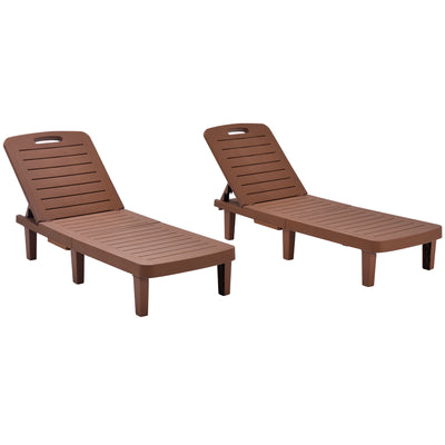 Segmart 2 Pieces Patio Chaise Lounge Furniture Set, Pool Reclining Chaise Chairs Set with Side Table, 5-Level Angles Adjust Backrest Outdoor Lounge, Brown, SS2122