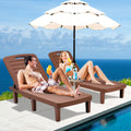 Segmart 2 Pieces Patio Chaise Lounge Furniture Set, Pool Reclining Chaise Chairs Set with Side Table, 5-Level Angles Adjust Backrest Outdoor Lounge, Brown, SS2122