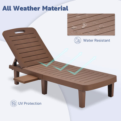 Segmart 2 Pieces Patio Chaise Lounge Furniture Set, Pool Reclining Chaise Chairs Set with Side Table, 5-Level Angles Adjust Backrest Outdoor Lounge, Brown, SS2122