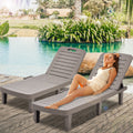 Segmart 2 Pieces Patio Chaise Lounge Furniture Set, Pool Reclining Chaise Chairs Set with Side Table, 5-Level Angles Adjust Backrest Outdoor Lounge, Grey, SS2122