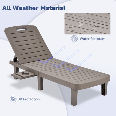 Segmart 2 Pieces Patio Chaise Lounge Furniture Set, Pool Reclining Chaise Chairs Set with Side Table, 5-Level Angles Adjust Backrest Outdoor Lounge, Grey, SS2122