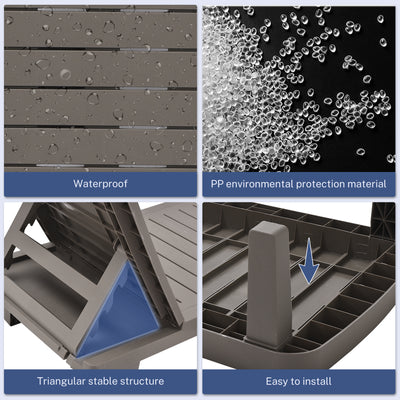 Segmart 2 Pieces Patio Chaise Lounge Furniture Set, Pool Reclining Chaise Chairs Set with Side Table, 5-Level Angles Adjust Backrest Outdoor Lounge, Grey, SS2122