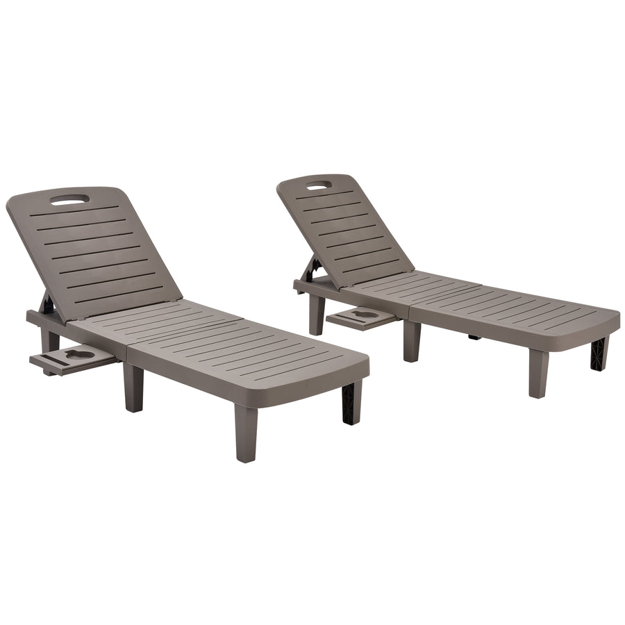 Segmart 2 Pieces Patio Chaise Lounge Furniture Set, Pool Reclining Chaise Chairs Set with Side Table, 5-Level Angles Adjust Backrest Outdoor Lounge, Grey, SS2122