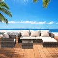 Patio Furniture Set Clearance, 4 Piece Patio Furniture Sets with Loveseat Sofa, Lounge Chair, Wicker Chair, Coffee Table, All-Weather Patio Sectional Sofa Set with Cushions for Backyard Garden Pool