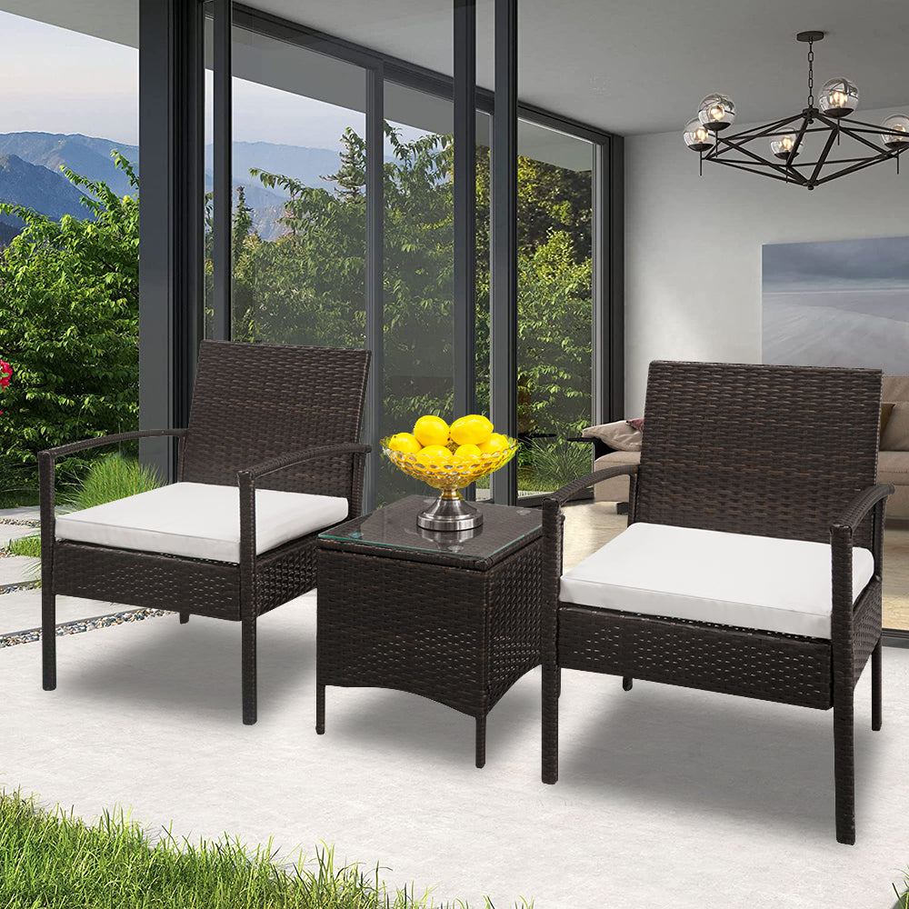 Patio Furniture Sets Clearance, 3 Piece Wicker Patio Set With Glass Di ...