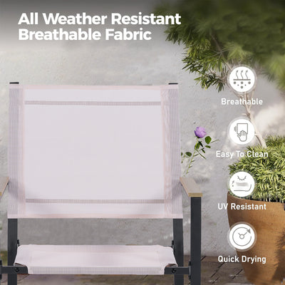 Segmart 7 PCS Outdoor Patio Dining Set, Rectangular Steel Dining Table with 1.57" Umbrella Hole, 4 Stackable Textilene Chairs & 2 Swivel Chairs, Conversation Furniture Set for Yard, Garden, Poolside