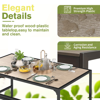 Segmart 7 PCS Outdoor Patio Dining Set, Rectangular Steel Dining Table with 1.57" Umbrella Hole, 4 Stackable Textilene Chairs & 2 Swivel Chairs, Conversation Furniture Set for Yard, Garden, Poolside