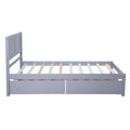 Twin Size Platform Bed, Elegant Kids Wood Bed Frame with 2 Drawers, Minimalistic Wood Platform Bed with Solid Pine Wood Headboard, Wood Slat Support Mattress Foundation, Twin, White, SS953