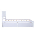 Twin Size Platform Bed, Elegant Kids Wood Bed Frame with 2 Drawers, Minimalistic Wood Platform Bed with Solid Pine Wood Headboard, Wood Slat Support Mattress Foundation, Twin, White, SS953