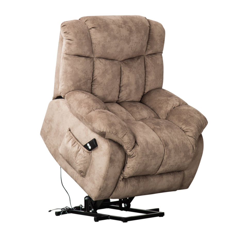SEGMART Electric Power Lift Recliner Chair, Heavy Duty Classic Fabric Sofa Chair for Elderly, Ergonomic Lounge Single Sofa with Plush Extended Arms and Remote Control, 3 Positions, Camel, SS420