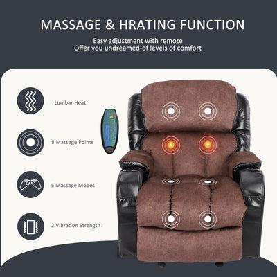 Rocking Massage Recliner Chair with Remote Control, SEGMART PU Leather Ergonomic Recliner Sofa with Padded Seat Backrest, for Home Theater Seating Living Room Lounge, S12543