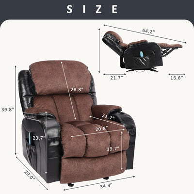 Rocking Massage Recliner Chair with Remote Control, SEGMART PU Leather Ergonomic Recliner Sofa with Padded Seat Backrest, for Home Theater Seating Living Room Lounge, S12543