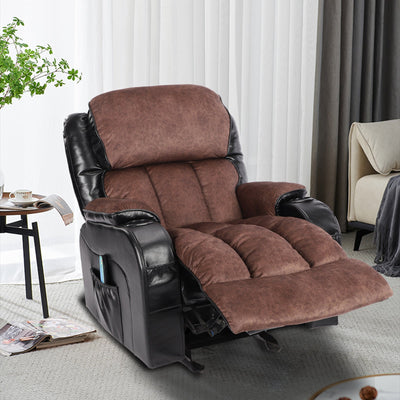 Massage Recliner Sofa with Remote Control, Single PU Leather Ergonomic Recliner Chaise Chair w/Rocking Function and Side Pocket, for Home, Lounge, Psychotherapy Room