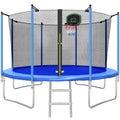 SEGMART 10ft Trampoline for Kids with Basketball Hoop and Enclosure Net/Ladder,Blue