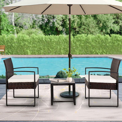 SEGMART 3pcs Patio Furniture Sets with Cushions, All-Weather Outdoor Conversation Rattan Sofa Set for Two-Person, Bistro Patio Table Chairs Set for Garden Backyard Balcony Poolside