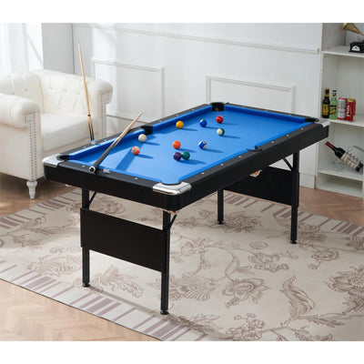 SEGMART 5.5 Ft Folding Pool Table for adults, Tennis Multigame Table, Multifunctional Billiard Table, Dining Table, Indoor Game Table, All Accessories Included, Black with Blue Felt