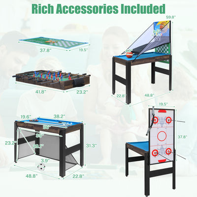 Segmart 16-in-1 Multi Combo Game Tables, Kids Compact Combination Game Tables w/Foosball, Air Hockey, Pool Table, Ping Pong, Basketball, Bow and Arrow Set for Home, Game Room, Family, Brown