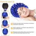 Segmart 2 Pieces Satin Bonnet for Sleeping, Breathable Soft Elastic Band Silk Bonnet for Black Women Natural Hair Care, Reversible Double Layer Large Sleep Cap, Included Silk Scrunchy, Blue