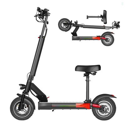 Segmart Electric Scooter for Adults, 500W 10'' Outdoor Foldable Travel E-Scooter with Seat, Off-Road Scooter Up to 28MPH & 37 Miles, Dual Braking, 48V 15AH, 330lbs