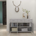 Sideboard Cabinet, Console Table with 3 Storage Drawers and 3 Cabinets, Elegant Modern Bathroom Cupboard Table with Adjustable Steel Tube Legs for Kitchen Dining Room Furniture Cupboard, Grey, S1387