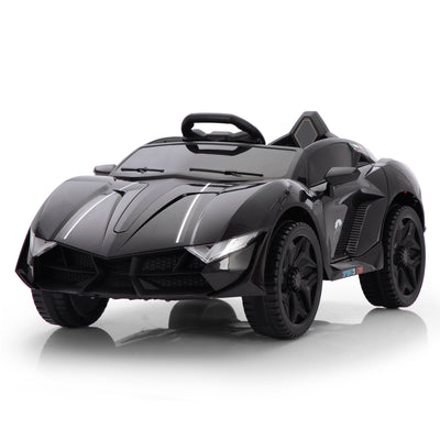 Ride On Kids Truck Car, Segmart 12 Volt Electric 4 Tries Vehicle with Remote Control, 2 Speeds, 2 LED Headlights, Brakes and Gas Pedal, AUX, Black, SS2610