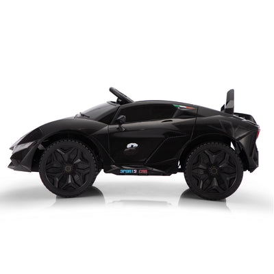 Ride On Kids Truck Car, Segmart 12 Volt Electric 4 Tries Vehicle with Remote Control, 2 Speeds, 2 LED Headlights, Brakes and Gas Pedal, AUX, Black, SS2610