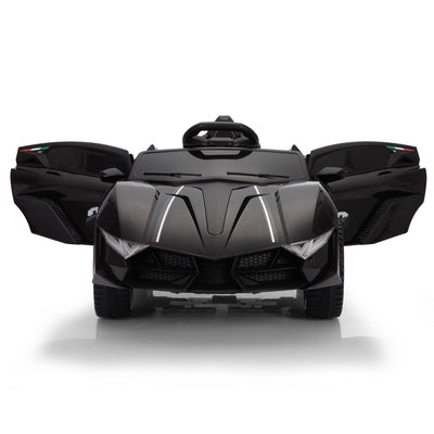 Ride On Kids Truck Car, Segmart 12 Volt Electric 4 Tries Vehicle with Remote Control, 2 Speeds, 2 LED Headlights, Brakes and Gas Pedal, AUX, Black, SS2610