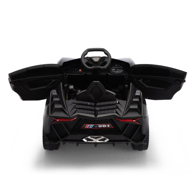 Ride On Kids Truck Car, Segmart 12 Volt Electric 4 Tries Vehicle with Remote Control, 2 Speeds, 2 LED Headlights, Brakes and Gas Pedal, AUX, Black, SS2610