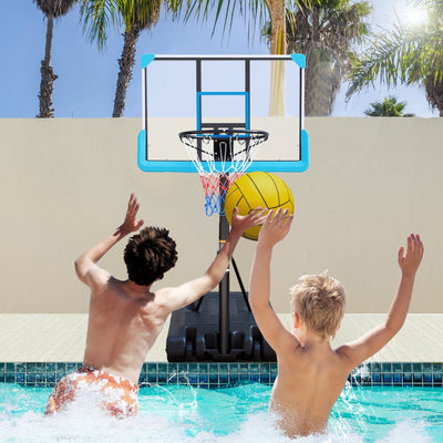 Swimming Pool Basketball Hoop, 4ft to 6.5ft Height-Adjustable Poolside basketball goal, 13 Inch Stainless Steel Rim for Adults & Kids