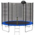 Trampoline with Enclosure, New Upgraded 10 Feet Kids Outdoor Trampoline with Basketball Hoop and Ladder, Heavy Duty Round Trampoline for Indoor Outdoor Backyard, L3740