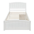 Twin Wood Bed Frame, Kids Platform Twin Bed with 2 Storage Drawers and Headboard, Platform Bed Frame Mattress Foundation with Wood Slat Support for Kids, Teens, White, SS904