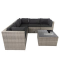 SEGMART 6 Pieces Outdoor Patio Furniture Set, Sectional Conversation Sofa Set, All-Weather Wicker Sectional Seating Group with 3 Storage Under Seat, Cushions & Coffee Table