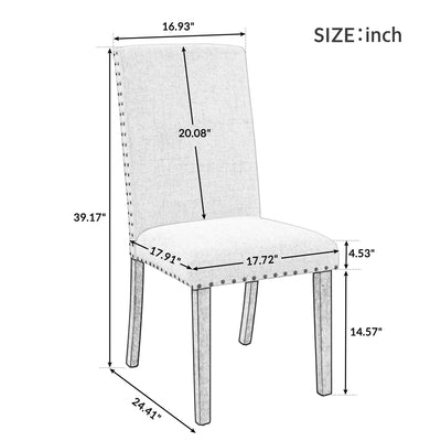 Parsons Tufted Dining Chairs, SEGMART 17.72" x 24.41" x 39.17" Set of 2 Upholstered High Back Padded Dining Chairs, Elegantly Curved Home Decor w/Detailed Nail Head Trimming, 330 Lbs, Grey, S14064