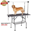 36'' Professional Dog Grooming Table, 36'' Heavy Duty Stainless Steel Frame Foldable Table w/Adjustable with Arm/Noose/2 No-Sit Haunch Holder, Capacity Up to 330lbs, S12016