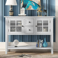 Living Room Tables, Modern Stylish Sofa Table with Storage, Wood Console Table Buffet Sideboard with 2 Drawers and 2 Cabinets, Entryway Foyer Table with Shelf, High-End Hallway Table, White, SS608