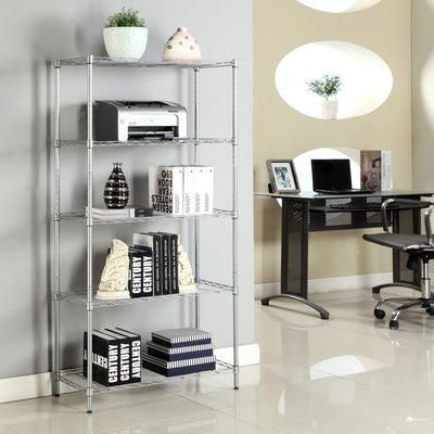 Segmart Epoxy Steel Wire 13.39"W x 29.13"D x 59.06"H 5-Shelf Freestanding Shelves, Silver Gray