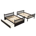 SEGMART Espresso Full over Full Bunk Bed with Trundle, Solid Wood Full Bunk Bed with Ladder, Full Size Detachable Bunk Bed Frame for Kids, Boys, Girls, Teens, No Box Spring Needed, LLL4369