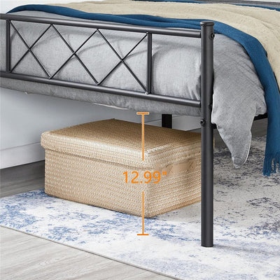Twin Metal Bed Frame, 10.8 Inch Double Metal Platform Bed Frame with Headboard and Footboard, Simple Mattress Foundation w/ 12 Legs, Easy assembly, No Noise, Non-Slip Design, 220lbs, SS487