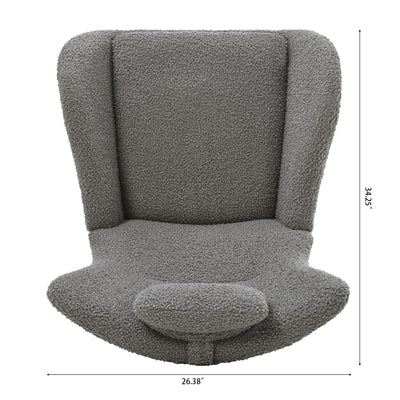 Nursery Rocking Chair, Modern Teddy Fabric Glider Chair for Mom and Baby, Accent Upholstered Rocker Glider Chair with High Backrest for Nursery Bedroom Living Room, Gray