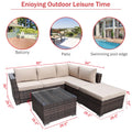 Patio Bistro Conversation Sofa Set, Outdoor Patio Rattan Sectional Sofa Sets, SEGMART Newest 4 Pieces Wicker Furniture Set with Cushions & Glass Coffee Table, Sectional Sets for Porch, Backyard, SS782