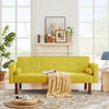 Square Arm Sleeper, Plush Futon Couches Furniture for Living Room, Upholstery Loveseats Recliner Sofa with, Convertible Sofa with 5 Legs, Adjustable Back Twin Size Sofa, Yellow, SS388