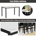 5 Piece Modern Dining Table Sets, Metal Dinette Set Faux Marble Rectangular Breakfast Table with Metal Legs & Black Finish Frame, Dining Table & Chairs for Apartment or Breakfast Nook, SS1264