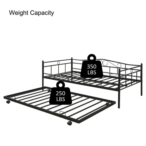 Twin Daybed with Trundle Included, SEGMART Twin Trundle Bed Frame with Metal Slat Support, Trundle Beds for Kids Teens Adults, Daybed for Bedroom Guest Room, Bed Frame No Box Spring Needed, Black
