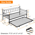 Twin Size Metal Daybed with Pull Out Trundle, Modern 2 in 1 Sofa Bed for Kids Teens Adults, SEGMART Metal Trundle Bed Frame for Bedroom Living Room Guest Room, No Box Spring Needed