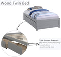 Twin Bed Frame with Storage, Twin Size Bed Frame for Adults Teens Kids, SEGMART Stylish Wooden Twin Bed Frame with Drawers/Wood Slat Support, Classic Twin Bed Frame No Box Spring Needed, Grey, H695